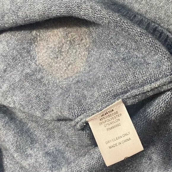 Patrizia Luca Polka Dot Sweater Sz Small Blue Gray Stretch Knit Top w/ Applique - Picture 4 of 4